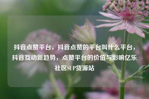 抖音点赞平台，抖音点赞的平台叫什么平台，抖音互动新趋势	，点赞平台的价值与影响亿乐社区SUP货源站  第1张