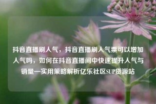 抖音直播刷人气，抖音直播刷人气票可以增加人气吗，如何在抖音直播间中快速提升人气与销量—实用策略解析亿乐社区SUP货源站