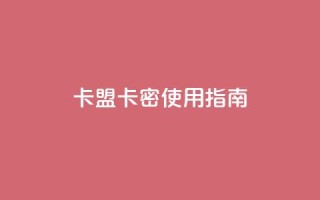 卡盟卡密使用指南