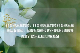 抖音涨流量网站，抖音涨流量网站,抖音涨流量网站有哪些，抖音如何通过优化策略快速提升流量？亿乐社区SUP货源站
