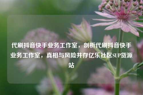 代刷抖音快手业务工作室，剖析代刷抖音快手业务工作室，真相与风险并存亿乐社区SUP货源站  第1张