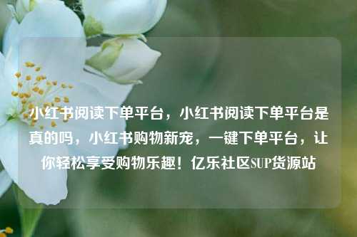 小红书阅读下单平台，小红书阅读下单平台是真的吗，小红书购物新宠	，一键下单平台，让你轻松享受购物乐趣！亿乐社区SUP货源站  第1张