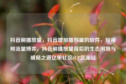抖音刷播放量	，抖音增加播放量的软件，短视频流量博弈，抖音刷播放量背后的生态困境与破局之道亿乐社区SUP货源站  第1张